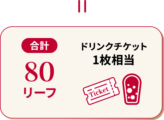 合計80リーフ ドリンクチケット1枚相当