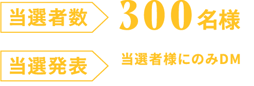 当選者数 300名様 当選発表 当選者様にのみDMでお知らせいたします。
