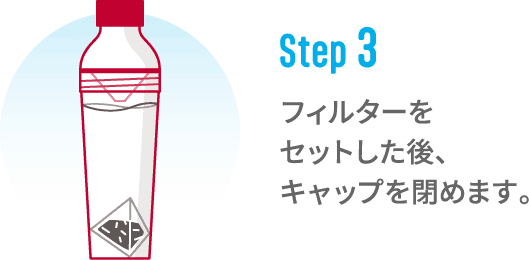 step3 フィルターをセットした後、キャップを閉めます。